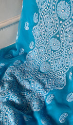 Load image into Gallery viewer, Women's Lucknowi Handcrafted Faux-Georgette Unstitched Chikankari Suit Material - HONC0348789