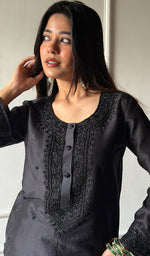 Load image into Gallery viewer, Ishita Women's Lucknowi Handcrafted Chanderi Silk Chikankari Kurti - HONC0350675