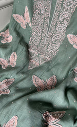 Load image into Gallery viewer, Women's Lakhnavi Handcrafted Mul Chanderi Unstitched Kurta And Dupatta Set - HONC0302248