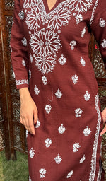 Load image into Gallery viewer, Women's Lakhnavi Handcrafted Cotton Chikankari Kurti - HONC0234197