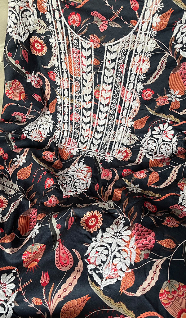 Women's Lakhnavi Handcrafted Cotton Chikankari Unstitched Kurti Fabric - HONC0268836