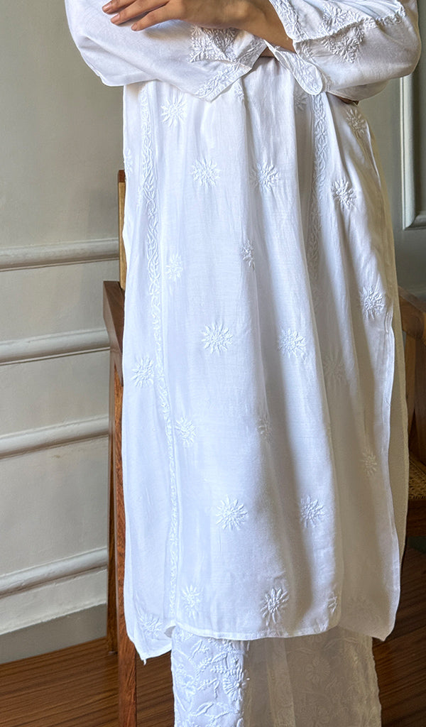 Women's Lucknowi Handcrafted Muslin Chikankari Kurti - HONC0202066