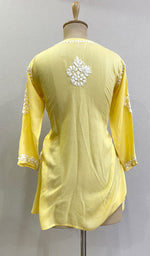 将图像加载到图库查看器中, Women's Lakhnavi Handcrafted Modal Cotton Chikankari Top - HONC0167493