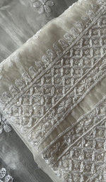 Load image into Gallery viewer, Women's Lakhnavi Handcrafted Organza Chikankari Unstitched Kurta And Dupatta Set - HONC0249871