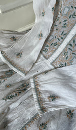 将图像加载到图库查看器中, Women's Lakhnavi Handcrafted Mul Chanderi Semi - Stitched Kurta And Dupatta Set - HONC0266952