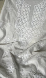 Load image into Gallery viewer, Women's Lakhnavi Handcrafted Chanderi Silk Chikankari Unstitched Kurti Fabric - HONC0191284