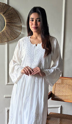 Load image into Gallery viewer, Women's Lucknowi Handcrafted Modal Cotton Chikankari Kurti - HONC0151549