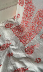 将图像加载到图库查看器中, Women's Lakhnavi Handcrafted Mul Chanderi Unstitched Kurta And Dupatta Set- HONC0321880