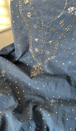 将图像加载到图库查看器中, Women's Lakhnavi Handcrafted Mul Chanderi Unstitched Kurta And Dupatta Set - HONC0289412
