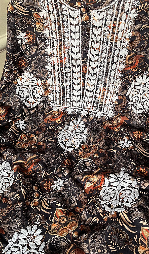 Women's Lakhnavi Handcrafted Cotton Chikankari Unstitched Kurti Fabric - HONC0268840