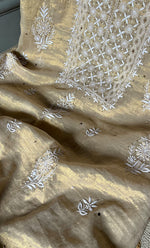 将图像加载到图库查看器中, Women's Lakhnavi Handcrafted Tissue Chanderi Unstitched Kurta And Dupatta Set - HONC0278193