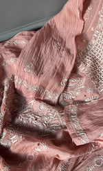 Load image into Gallery viewer, Women's Lakhnavi Handcrafted Mul Chanderi Semi - stitched Anarkali And Dupatta Set- HONC0284742