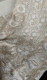 Load image into Gallery viewer, Women's Lakhnavi Handcrafted Munga Silk Chikankari Kurta And Dupatta Set- HONC0273584