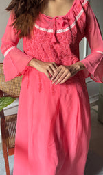 Load image into Gallery viewer, Aadab Women's Lucknowi Handcrafted Faux-Georgette Chikankari Anarkali Dress - NC038960