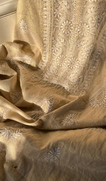 将图像加载到图库查看器中, Women's Lakhnavi Handcrafted Tissue Chanderi Unstitched Kurta And Dupatta Set - HONC0282348