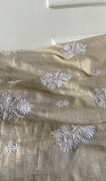 Load image into Gallery viewer, Women's Lakhnavi Handcrafted Tissue Chanderi Unstitched Chikankari Kurta And Dupatta Set - HONC0324413