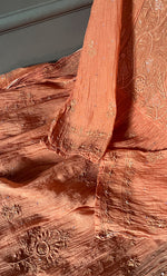 Load image into Gallery viewer, Aaliyah Women's Lakhnavi Handcrafted Mul Chanderi Semi - Stitched Angrakha And Dupatta Set - HONC0277639