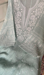 Load image into Gallery viewer, Women's Lakhnavi Handcrafted Mul Chanderi Semi - Stitched Anarkali And Dupatta Set - HONC0374955