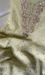 将图像加载到图库查看器中, Hunar Women's Lakhnavi Handcrafted Mul Chanderi Unstitched Kurta And Dupatta Set- HONC0300736