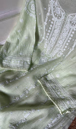 将图像加载到图库查看器中, Hana Women's Lakhnavi Handcrafted Mul Chanderi Semi - Stitched Kurta And Dupatta Set - HONC0290062