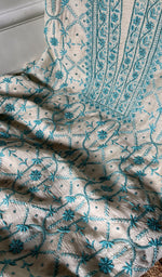 Load image into Gallery viewer, Women's Lakhnavi Handcrafted Munga Silk Chikankari Kurta And Dupatta Set- HONC0278844