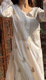 Load image into Gallery viewer, Women's Lucknowi Handcrafted Modal Cotton Chikankari Kurti - HONC0234374