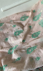 Load image into Gallery viewer, Women's Lakhnavi Handcrafted Mul Chanderi Unstitched Chikankari Full Suit Material - HONC0316863