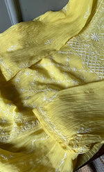 Load image into Gallery viewer, Women's Lakhnavi Handcrafted Mul Chanderi Semi - Stitched Kurta And Dupatta Set - HONC0308701