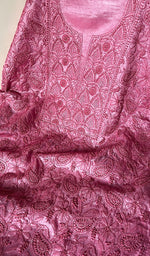 将图像加载到图库查看器中, Women's Lakhnavi Handcrafted Tussar Silk Chikankari Unstitched Kurti Fabric - HONC0255933