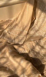 Load image into Gallery viewer, Women's Lakhnavi Handcrafted Tissue Chanderi Unstitched Kurta And Dupatta Set - HONC0299539