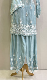 Load image into Gallery viewer, Women's Lakhnavi Handcrafted Muslin Chikankari Kurta And Palazzo Set - HONC0162047