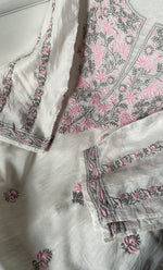 Load image into Gallery viewer, Women's Lakhnavi Handcrafted Chanderi Silk  Semi - Stitched Kurta And Dupatta Set - HONC0314234