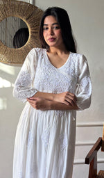 Load image into Gallery viewer, Women's Lucknowi Handcrafted Modal Cotton Chikankari Angrakha - HONC0137211