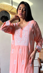 Load image into Gallery viewer, Rupam Women's Lucknowi Handcrafted Modal Cotton Chikankari Kurti - HONC0211900