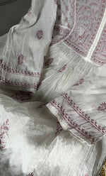 Load image into Gallery viewer, Women's Lakhnavi Handcrafted Mul Chanderi Semi - Stitched Kurta And Dupatta Set - HONC0274489