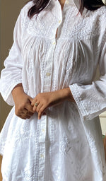 Load image into Gallery viewer, Women's Lakhnavi Handcrafted Cotton Chikankari Top And Palazzo Set - HONC0295332