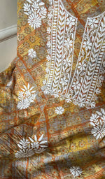 Load image into Gallery viewer, Women's Lakhnavi Handcrafted Cotton Chikankari Unstitched Kurti Fabric - HONC0284377