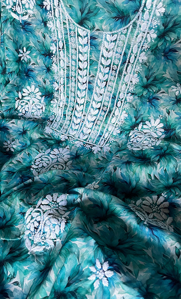 Women's Lakhnavi Handcrafted Cotton Chikankari Unstitched Kurti Fabric - HONC0315332