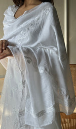 Load image into Gallery viewer, Women's Lucknowi Handcrafted Cotton Chikankari Dupatta - HONC0224346