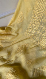 Load image into Gallery viewer, Women's Lakhnavi Handcrafted Mul Chanderi Unstitched Chikankari Full Suit Material - HONC0345047