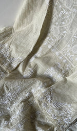 Load image into Gallery viewer, Women's Lakhnavi Handcrafted Linen Cotton Semi -Stitched Kurta And Dupatta Set - HONC0258763