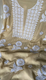 将图像加载到图库查看器中, Simran Women's Lakhnavi Handcrafted Modal Cotton Chikankari Unstitched Kurti Fabric - HONC0261064