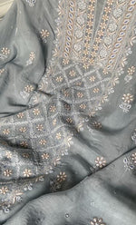 Load image into Gallery viewer, Women's Lakhnavi Handcrafted Mul Chanderi UnStitched Kurta And Dupatta Set - HONC0318519