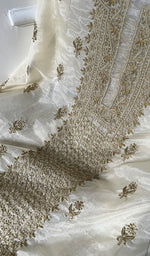 将图像加载到图库查看器中, Lakhnavi 手工制作的欧根纱 Chikankari 未缝合 Kurti 面料 - Honc0133590