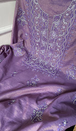 将图像加载到图库查看器中, Women's Lakhnavi Handcrafted Tissue Chanderi Chikankari Suit Material - HONC0275989