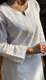 将图像加载到图库查看器中, Women's Lucknowi Handcrafted Cotton Chikankari Kurti - HONC0217238