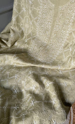 Load image into Gallery viewer, Women's Lakhnavi Handcrafted Munga Silk Chikankari Kurta And Dupatta Set- HONC0278876