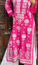 Load image into Gallery viewer, Asma Women's Lucknowi Handcrafted Crepe Chikankari Kurti- HONC02494890