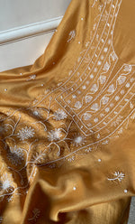 Load image into Gallery viewer, Women's Lucknowi Handcrafted Chanderi Silk Unstitched Chikankari Full Suit Material - HONC0278003