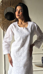 Load image into Gallery viewer, Women's Lakhnavi Handcrafted Cotton Chikankari Kurti - HONC0343517